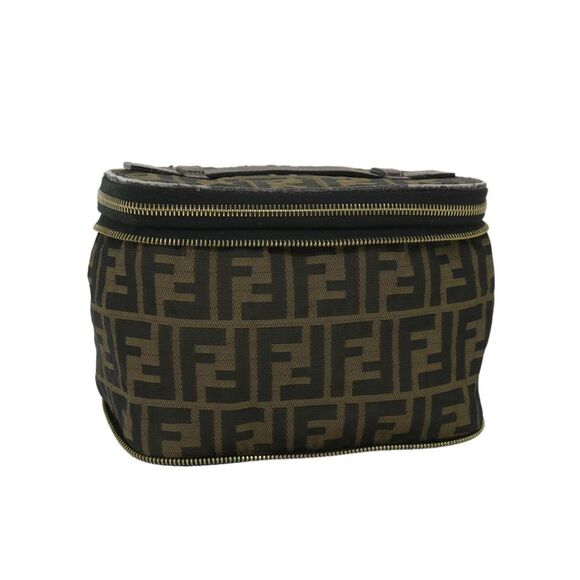 FENDI Handbags - Pre Loved FENDI  Zucca Canvas Vanity Cosmetic Pouch Black Brown Auth yb401